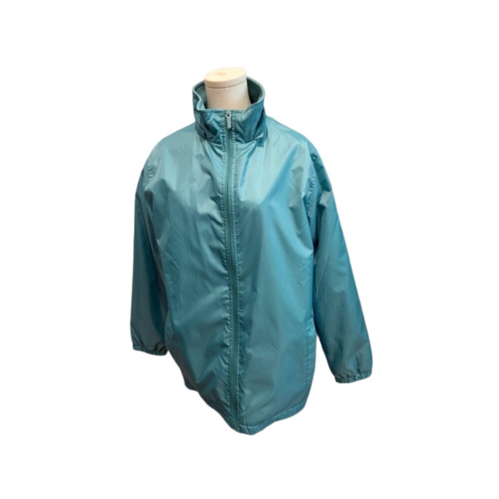 Totes Teal Zip Jacket Medium Removable Hood Lightweight - Picture 6 of 10